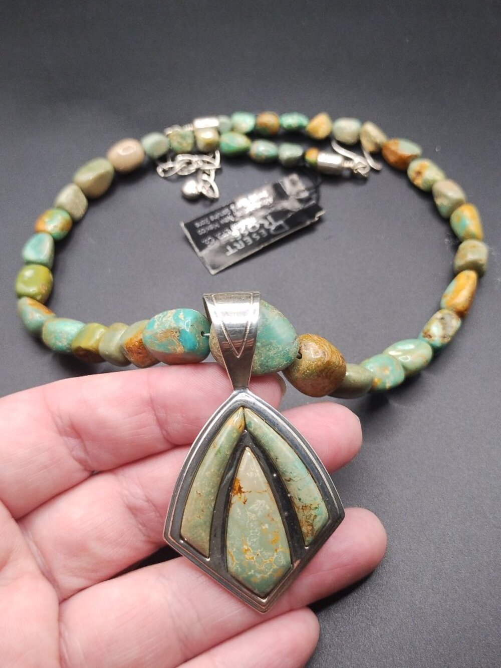 Jay King DTR Turquoise 925 Sterling Silver Pendant Beaded Chunky Necklace - Picture 1 of 10